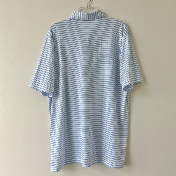 Peter Millar Seaside Men’s Drirelease Natural Touch Blue & White Striped Polo - Picture 2 of 5
